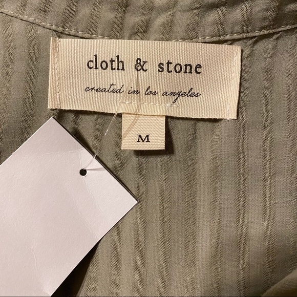Anthropologie Cloth & Stone Button Down Short Sleeve Mossy Green Shirt NWT - Picture 6 of 8